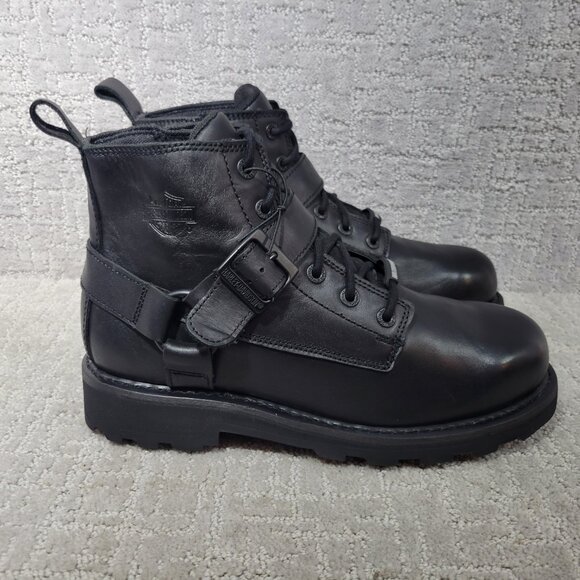 Harley Davidson Men's Size US 10 Black Leather Moc Toe Motorcycle Riding Boots.